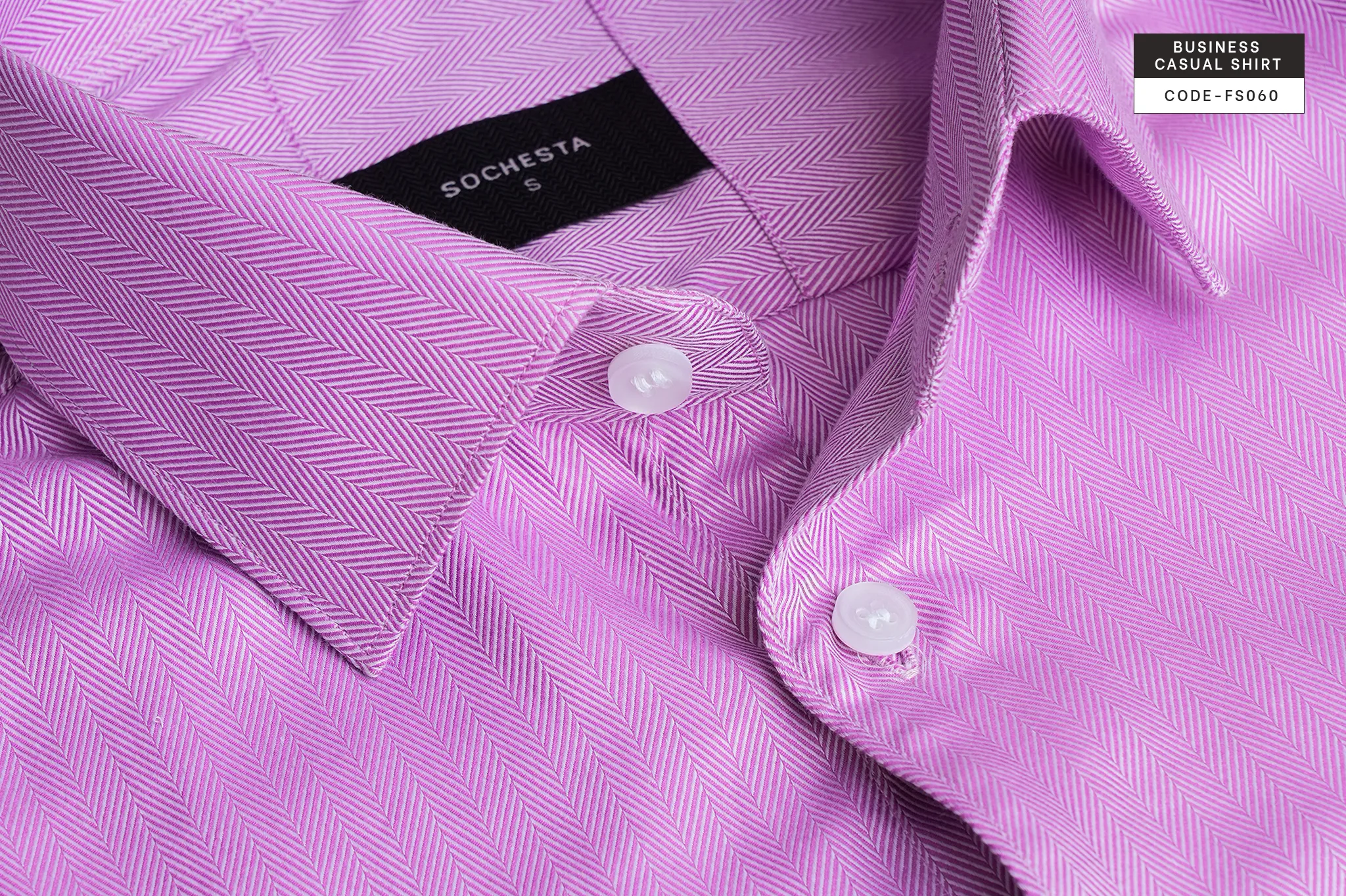 Purple Royal Herringbone Wrinkle Resistant Business Casual Shirt(FS060) - Image 4