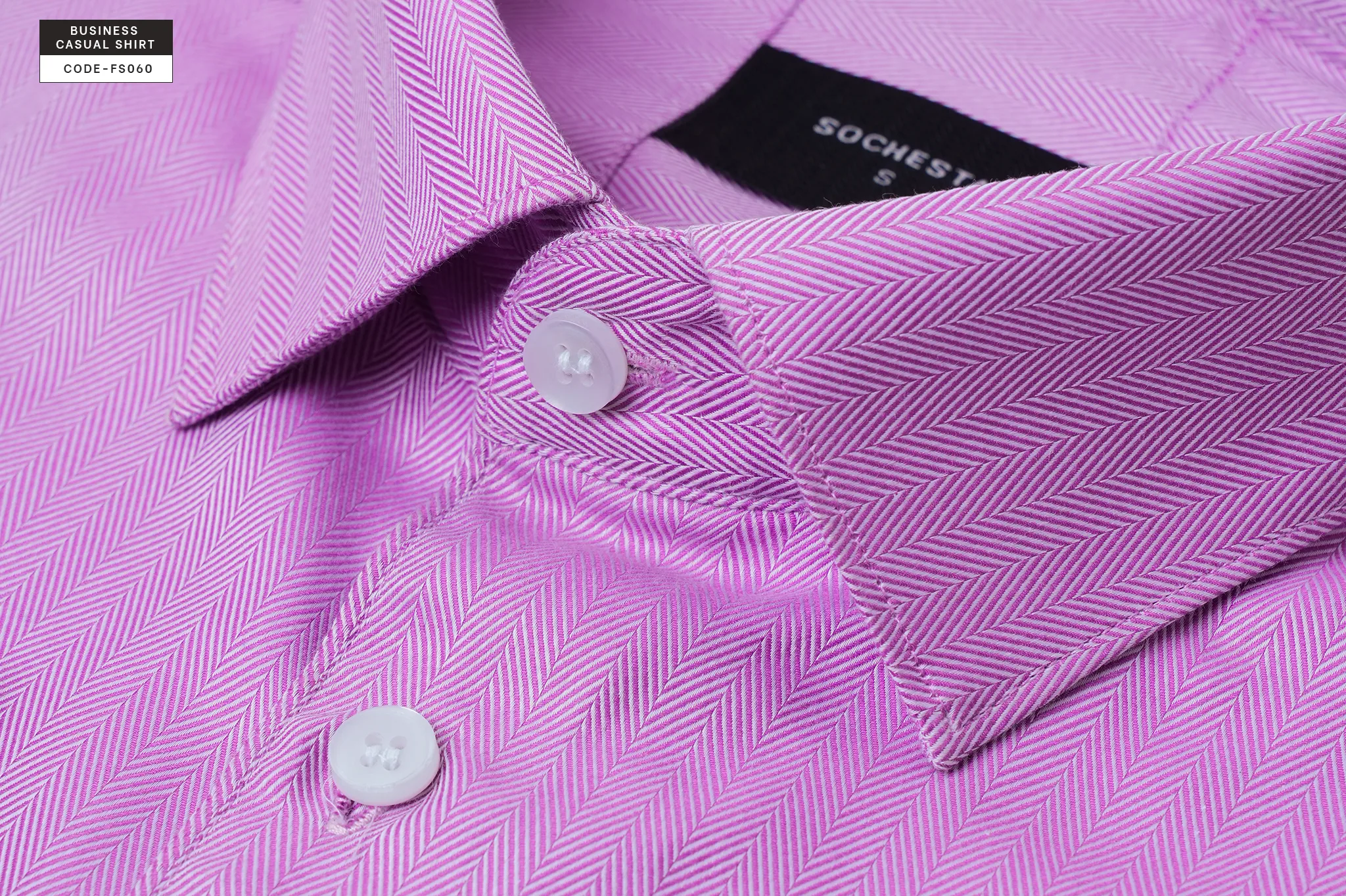Purple Royal Herringbone Wrinkle Resistant Business Casual Shirt(FS060)