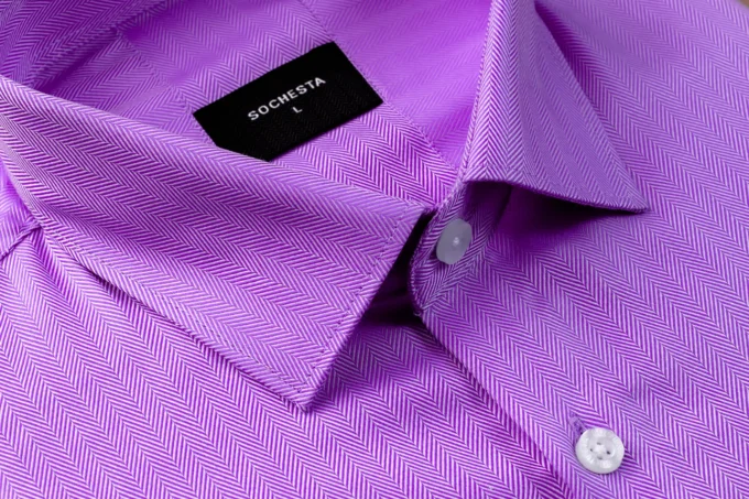 Purple Royal Herringbone Business Casual Shirt(FS060)