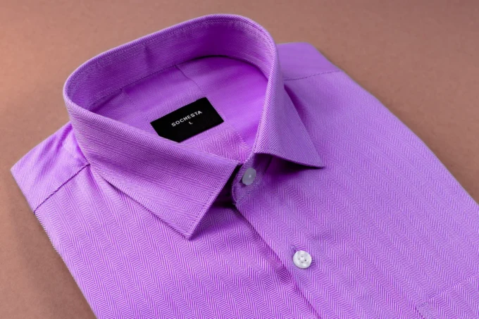 Purple Royal Herringbone Business Casual Shirt(FS060) - Image 2