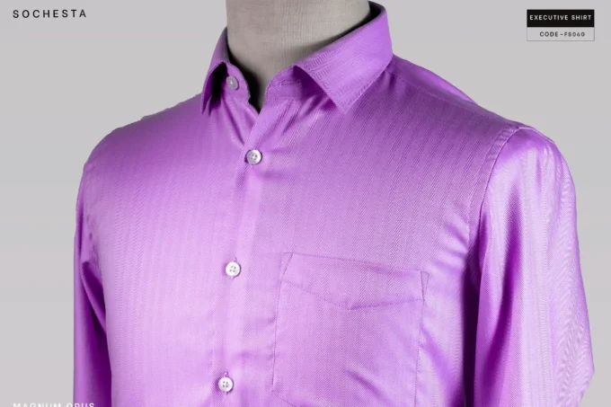 Purple Royal Herringbone Business Casual Shirt(FS060) - Image 3