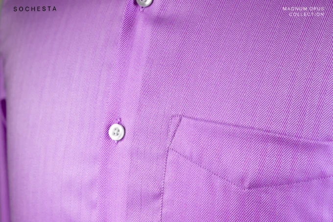 Purple Royal Herringbone Business Casual Shirt(FS060) - Image 5