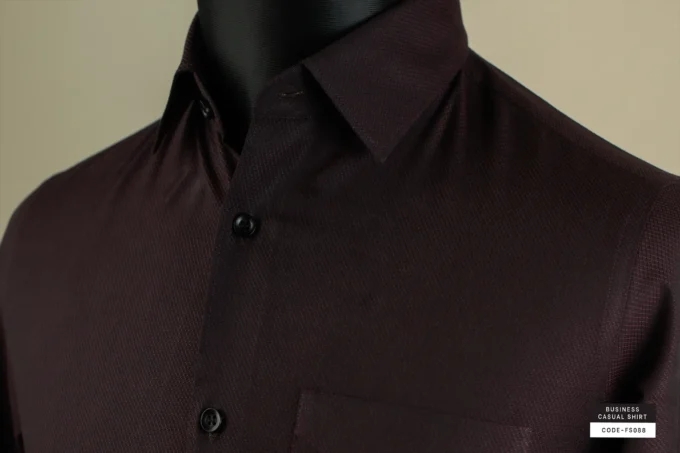 Deep Purple Brown Dobby Shirt(FS088) - Image 4