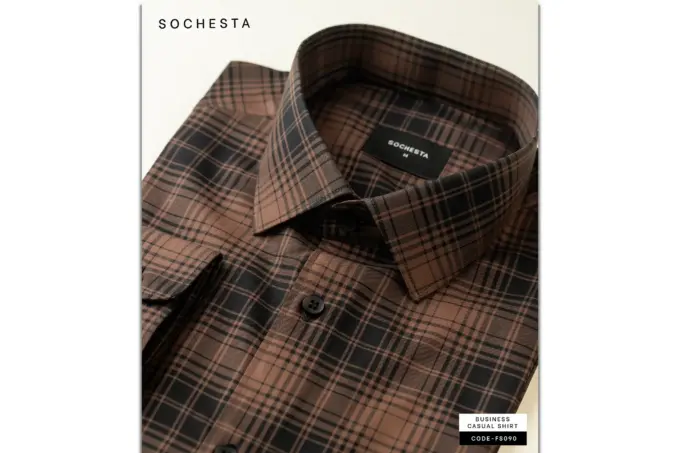 Vintage Tobacco Brown Check Shirt (FS090) - Image 5