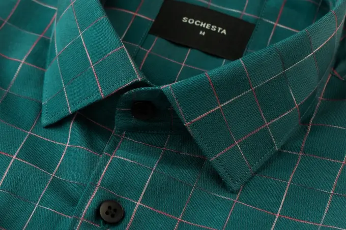 Sea Green Royale Dobby Check Shirt(FS095)
