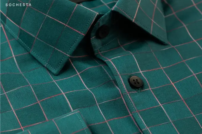 Sea Green Royale Dobby Check Shirt(FS095) - Image 5