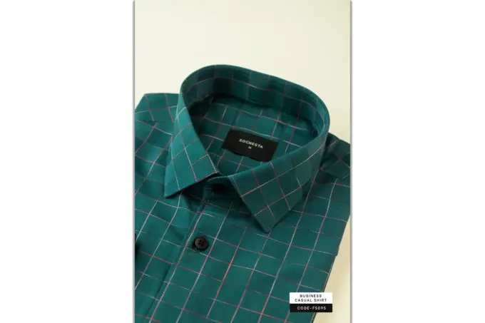 Sea Green Royale Dobby Check Shirt(FS095) - Image 3