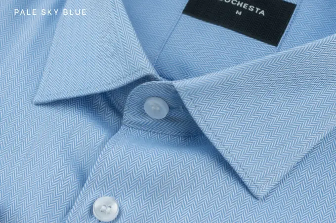 Soft Self Small Herringbone Sky Blue Formal Shirt(FS098)