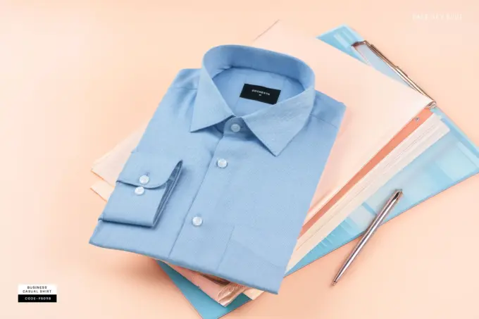 Soft Self Small Herringbone Sky Blue Formal Shirt(FS098) - Image 3