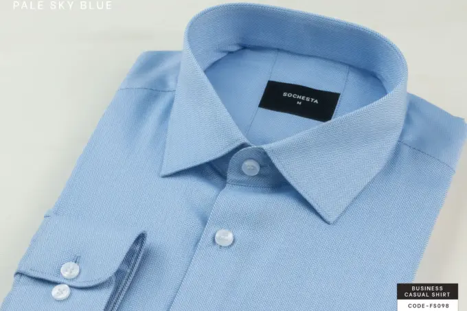 Soft Self Small Herringbone Sky Blue Formal Shirt(FS098) - Image 5