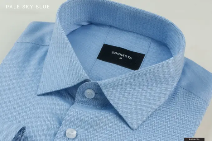 Soft Self Small Herringbone Sky Blue Formal Shirt(FS098) - Image 4
