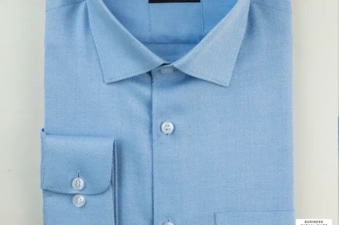 Soft Self Small Herringbone Sky Blue Formal Shirt(FS098) - Image 2