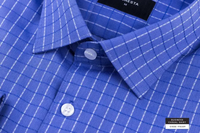 Cornflower Blue Gentleman’s Plaid Check Shirt(FS109)