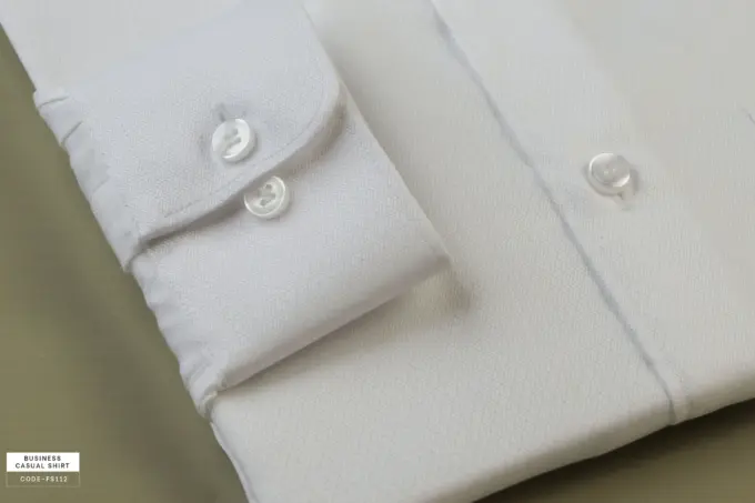 Mini Lattice – White Dobby Cotton Shirt(FS112) - Image 2