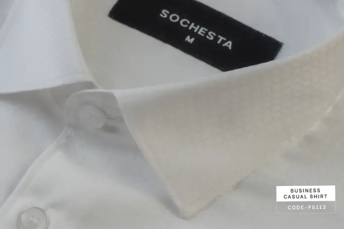 White Snow Grid Dobby Cotton Shirt(FS113) - Image 3