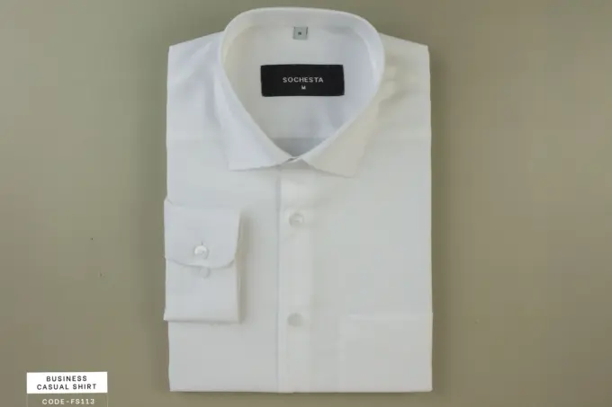 White Snow Grid Dobby Cotton Shirt(FS113) - Image 4
