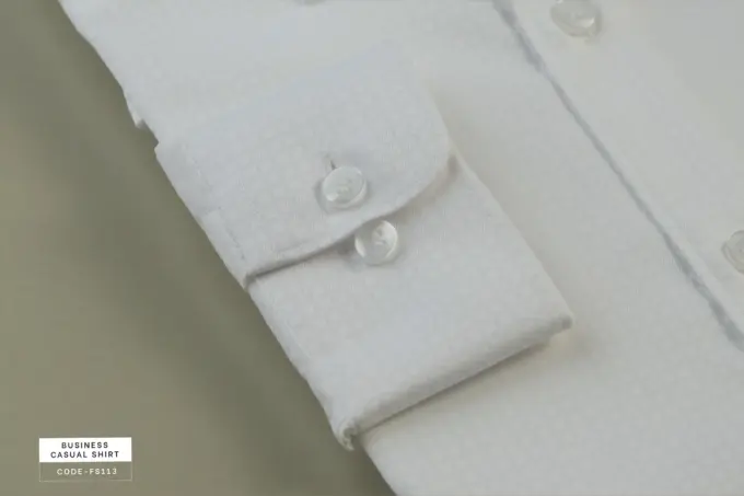White Snow Grid Dobby Cotton Shirt(FS113) - Image 2