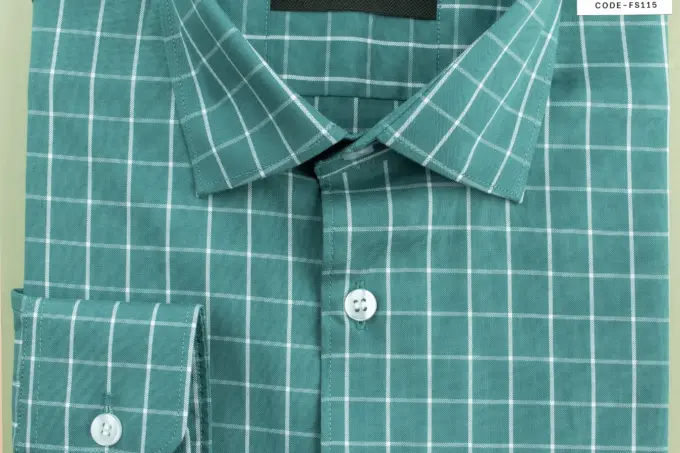 Urban Light Teal Green Windowpane Soft Check Shirt(FS115) - Image 7