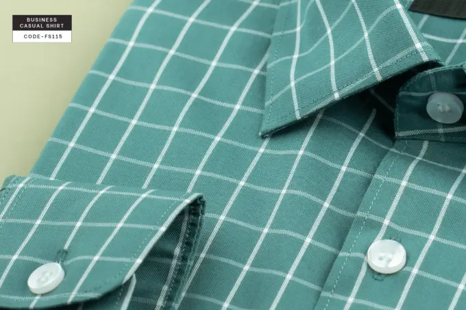 Urban Light Teal Green Windowpane Soft Check Shirt(FS115) - Image 5