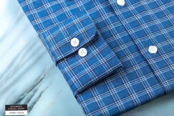 Denim Dusk Blue Melange Cotton Shirt(FS116) - Image 3