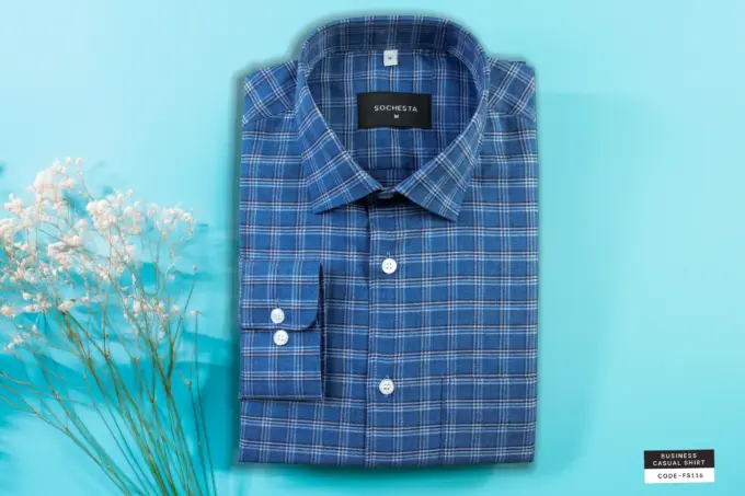 Denim Dusk Blue Melange Cotton Shirt(FS116) - Image 2