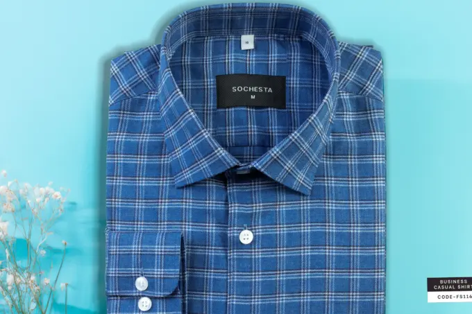 Denim Dusk Blue Melange Cotton Shirt(FS116) - Image 5