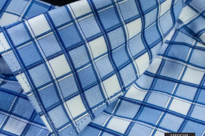 Cerulean Blue Squares Check Dobby Executive Shirt(FS117) - Image 5