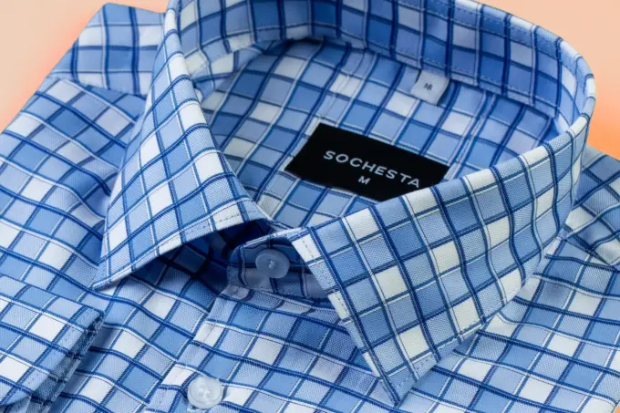 Cerulean Blue Squares Check Dobby Executive Shirt(FS117) - Image 6
