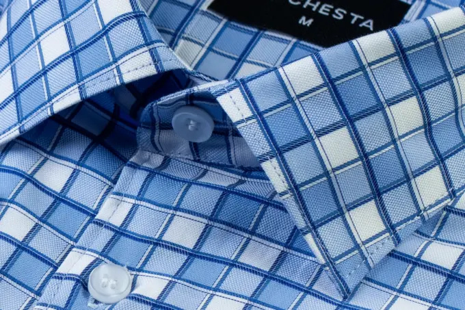 Cerulean Blue Squares Check Dobby Executive Shirt(FS117)