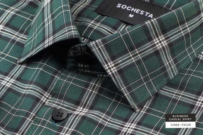 Greenstone Plaid Check Business Casual Shirt(FS120)