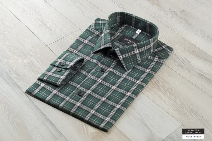 Greenstone Plaid Check Business Casual Shirt(FS120) - Image 5