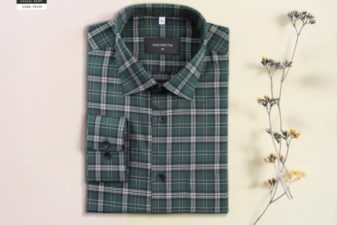 Greenstone Plaid Check Business Casual Shirt(FS120) - Image 3