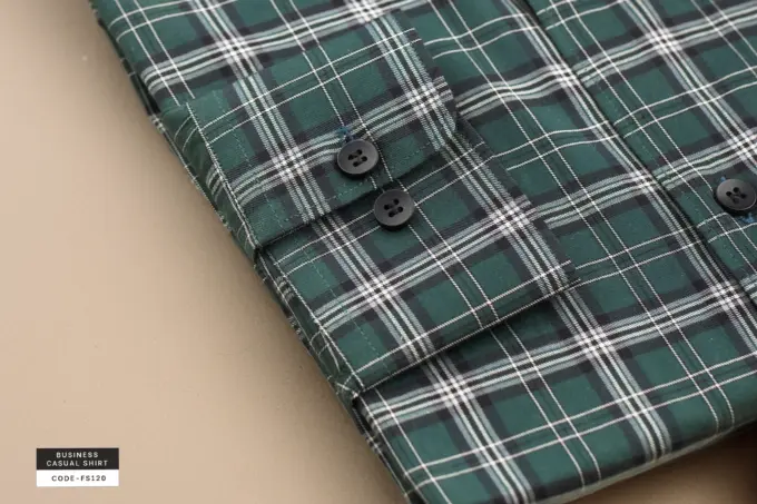 Greenstone Plaid Check Business Casual Shirt(FS120) - Image 4