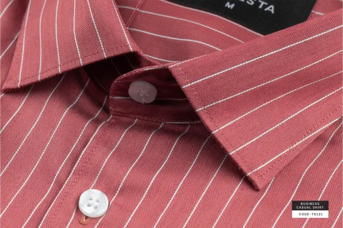 Rosewood Dusty Red Stripe Shirt Business Casual Shirt(FS121)