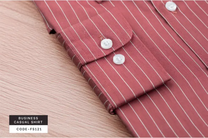 Rosewood Dusty Red Stripe Shirt Business Casual Shirt(FS121) - Image 3