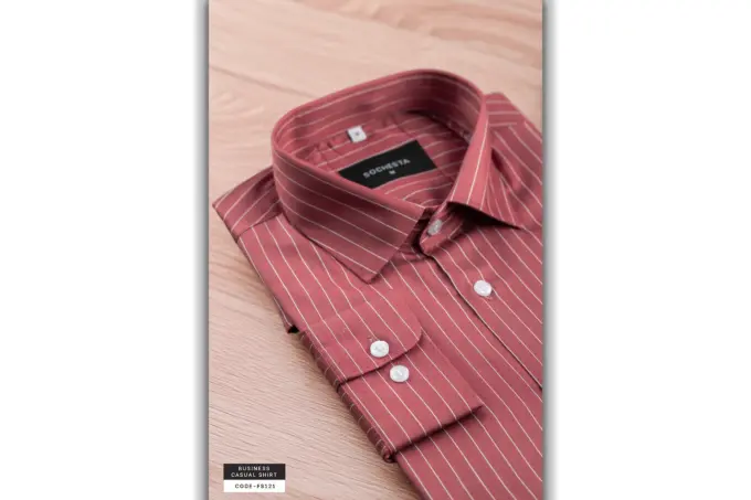 Rosewood Dusty Red Stripe Shirt Business Casual Shirt(FS121) - Image 6