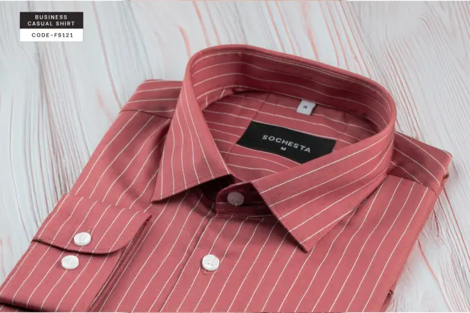 Rosewood Dusty Red Stripe Shirt Business Casual Shirt(FS121) - Image 4