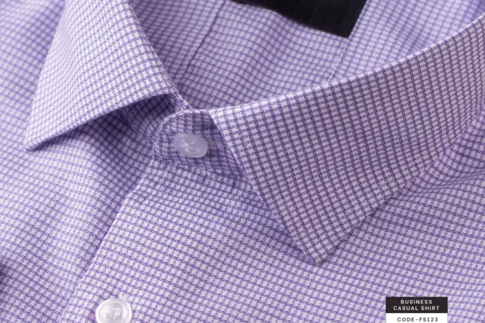 Soft Check Light Purple Business Casual Shirt(FS123)
