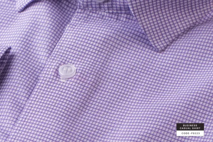 Soft Check Light Purple Business Casual Shirt(FS123) - Image 3
