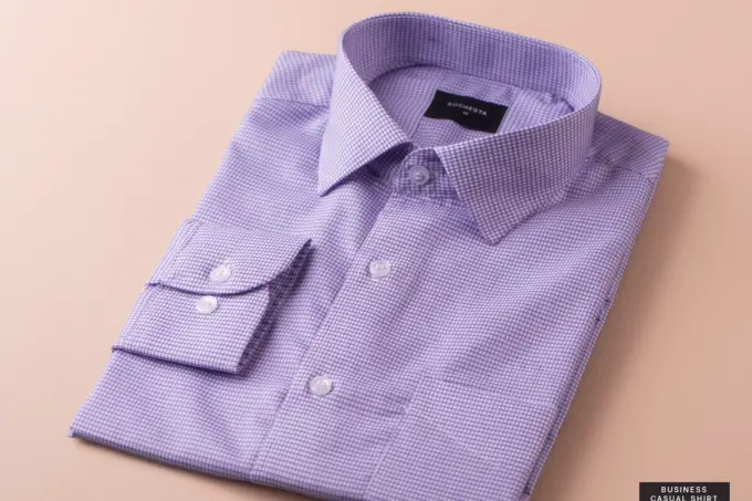 Soft Check Light Purple Business Casual Shirt(FS123) - Image 4