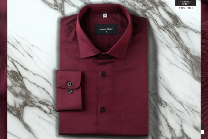 Royal Twill Scarlet Maroon Wrinkle Resistant Executive Shirt(FS124) - Image 4