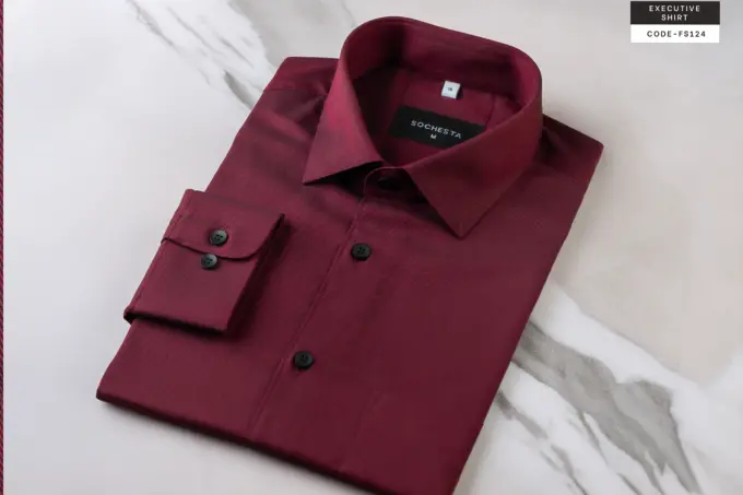 Royal Twill Scarlet Maroon Wrinkle Resistant Executive Shirt(FS124) - Image 2