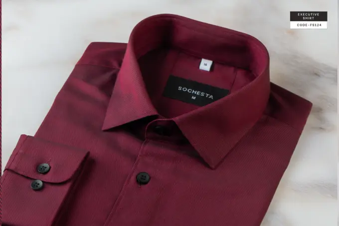 Royal Twill Scarlet Maroon Wrinkle Resistant Executive Shirt(FS124) - Image 6
