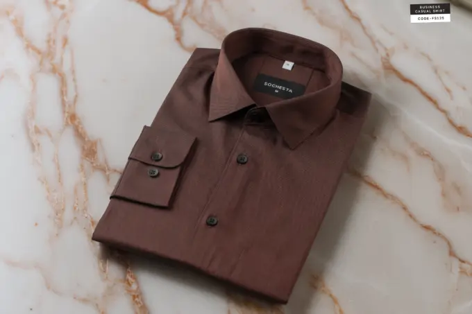 Chestnut Brown Business Casual Shirt(FS125) - Image 5