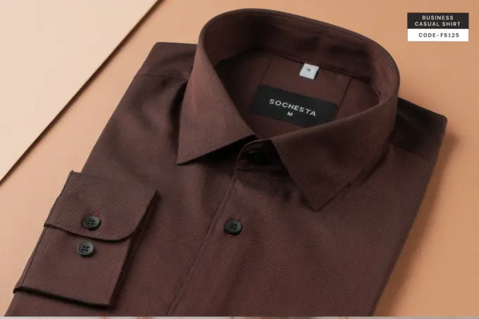 Chestnut Brown Business Casual Shirt(FS125) - Image 6