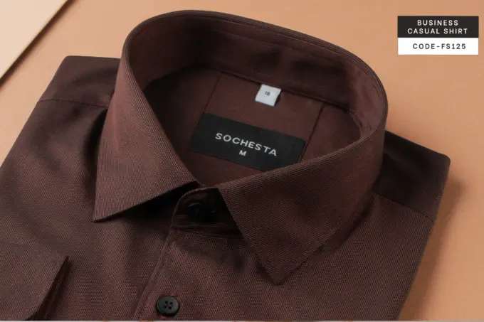 Chestnut Brown Business Casual Shirt(FS125) - Image 3