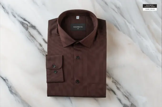 Chestnut Brown Business Casual Shirt(FS125) - Image 2