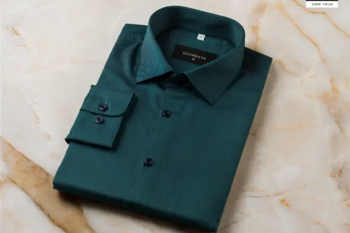 Teal Green Business Casual Shirt(FS126) - Image 5