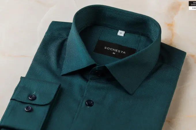 Teal Green Business Casual Shirt(FS126) - Image 3