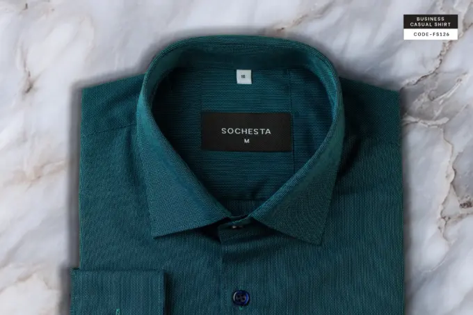 Teal Green Business Casual Shirt(FS126) - Image 6